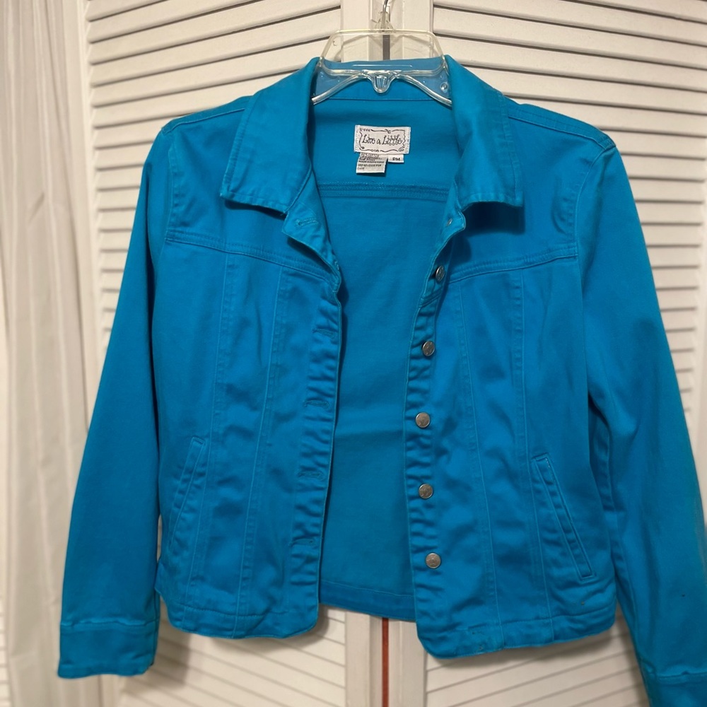 Vintage Turquoise Live a little jean jacket.
